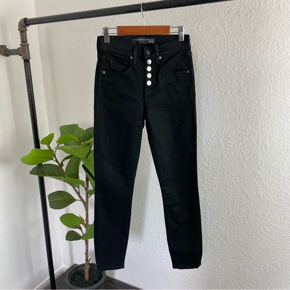 NWT Veronica Beard Debby Skinny Button Fly Jean Size 24 in Onyx - Picture 2 of 16